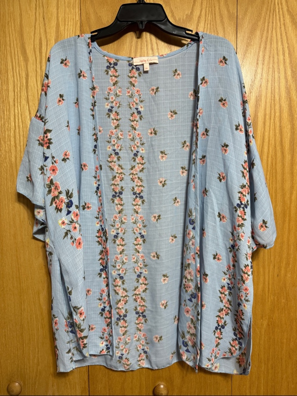 Hailey & Co Light Blue Floral Kimono Style Cardigan